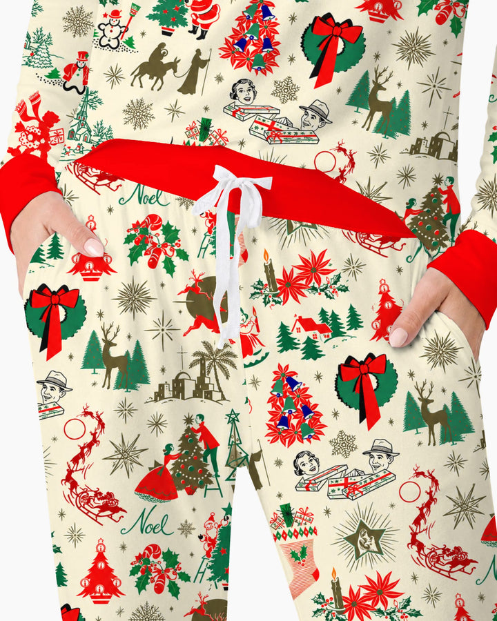 Retro Vintage Christmas Nostalgia Bamboo Women Pajama Set