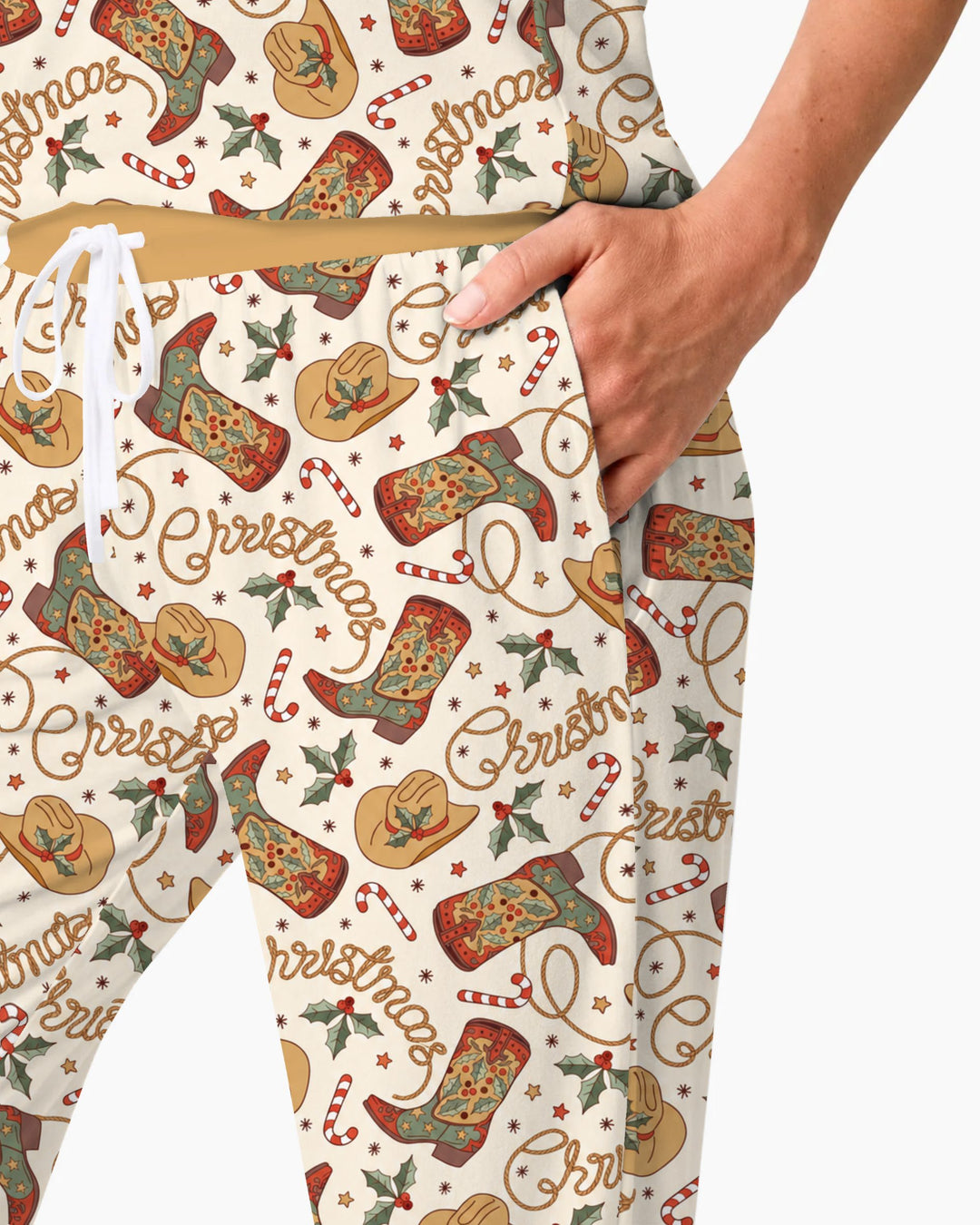 Western Cowboy Christmas Boots Bamboo Women Pajama Set