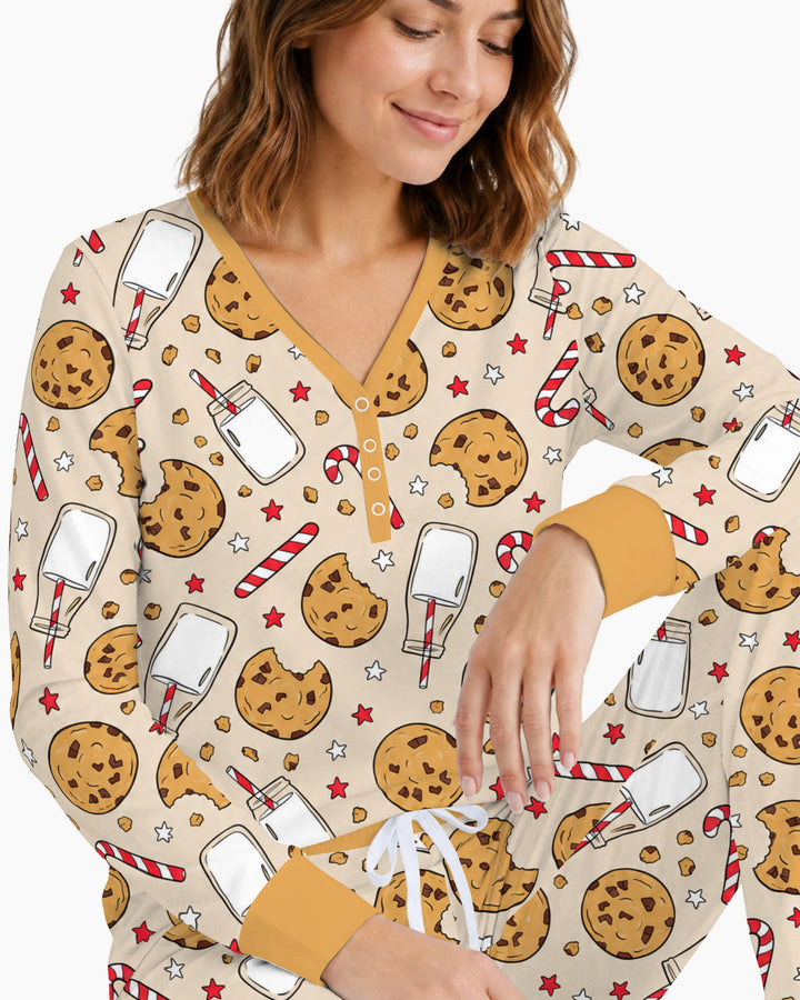Christmas Cookies and Milk Bamboo Women Pajama Set