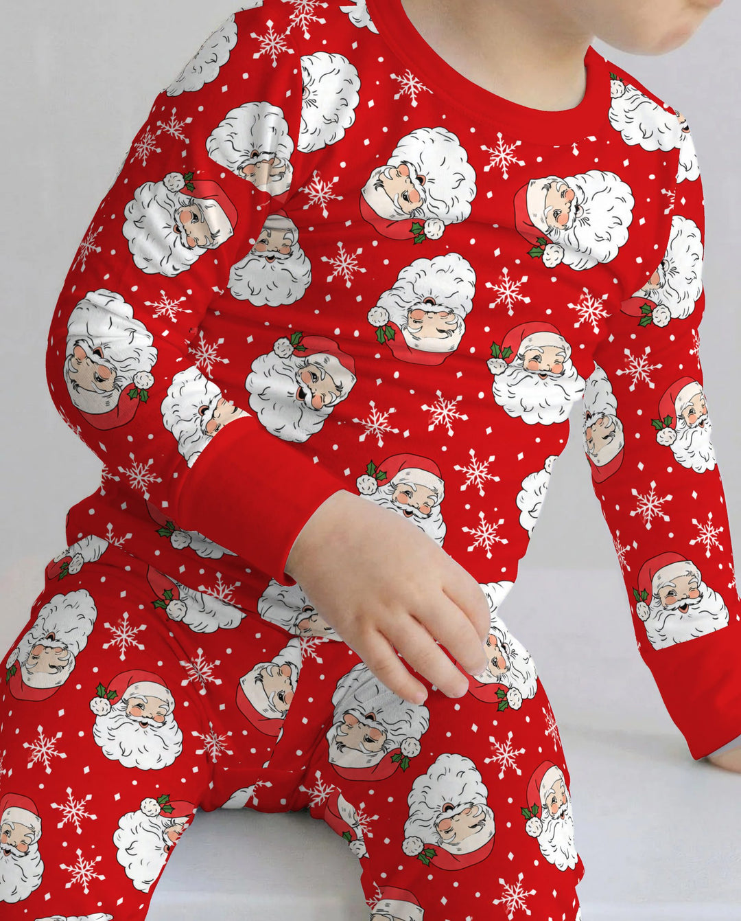Vintage Santa Red Christmas Bamboo Two Piece Long Sleeve Pajama Set