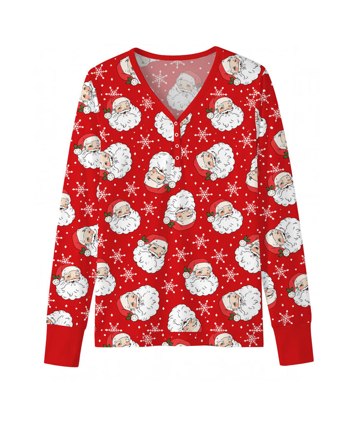 Vintage Santa Red Christmas Bamboo Women Pajama Set