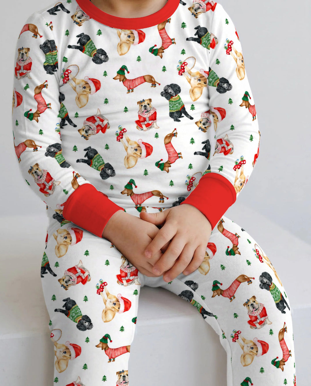 Christmas Dogs in Holiday Sweaters Bamboo Two Piece Long Sleeve Pajama Set