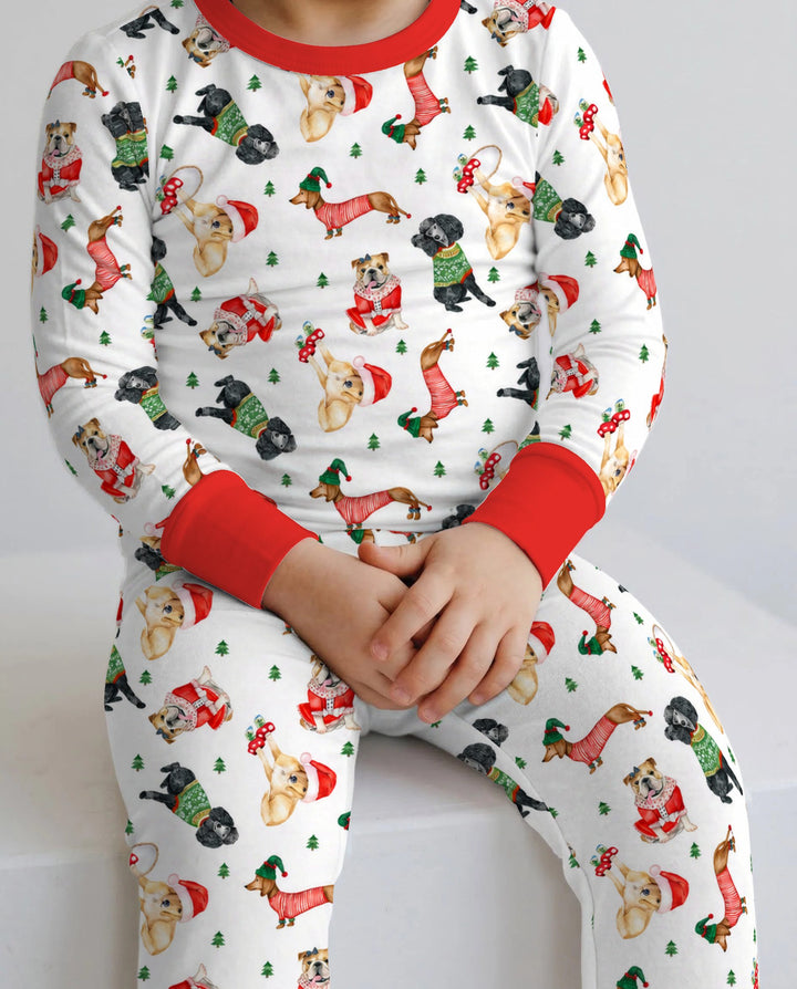 Christmas Dogs in Holiday Sweaters Bamboo Two Piece Long Sleeve Pajama Set
