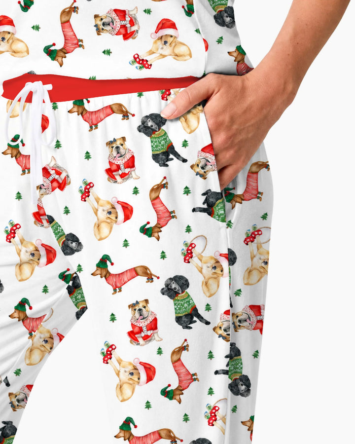 Christmas Dogs in Holiday Sweaters Bamboo Women Pajama Set