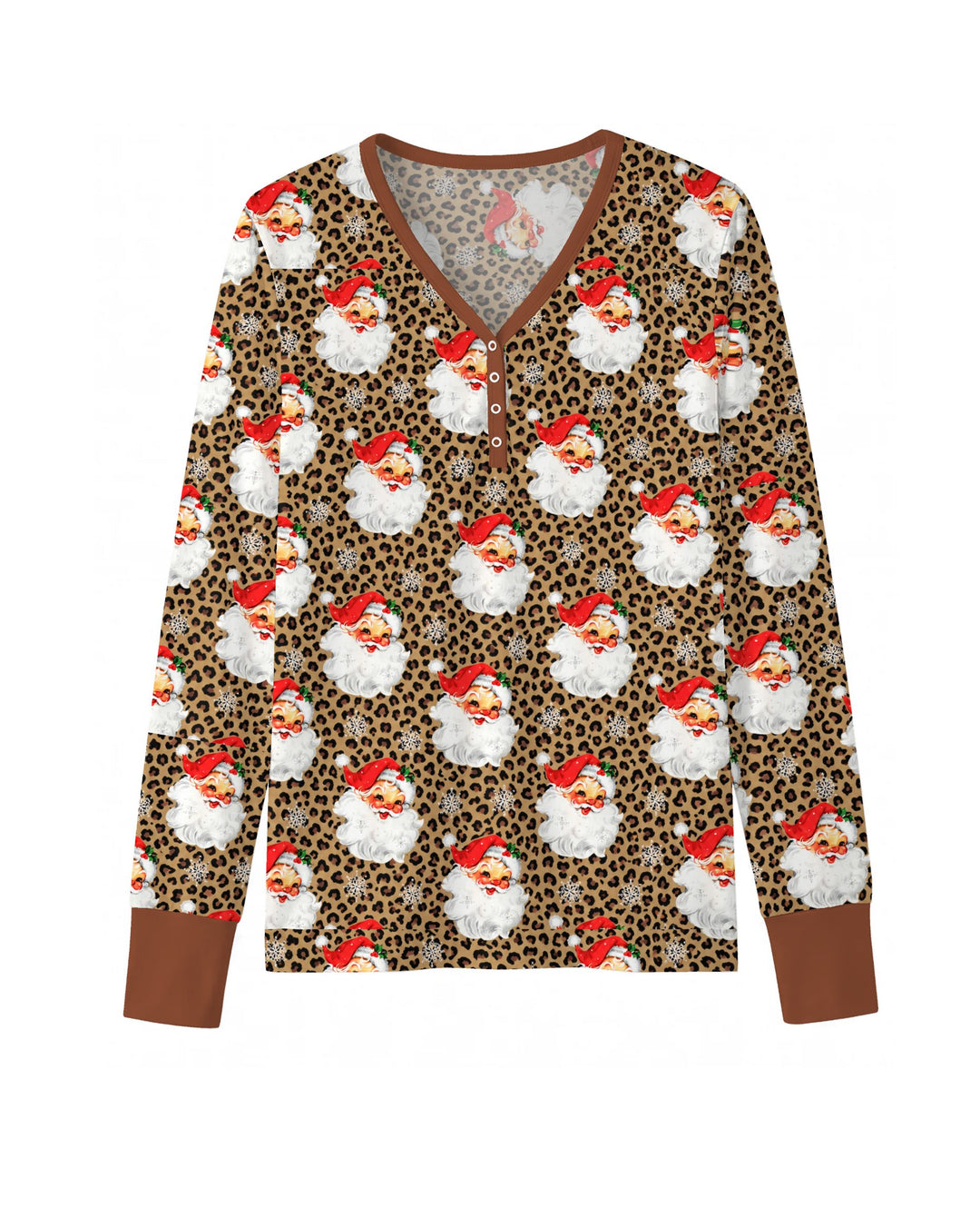 Leopard Print Vintage Santa Bamboo Women Pajama Set