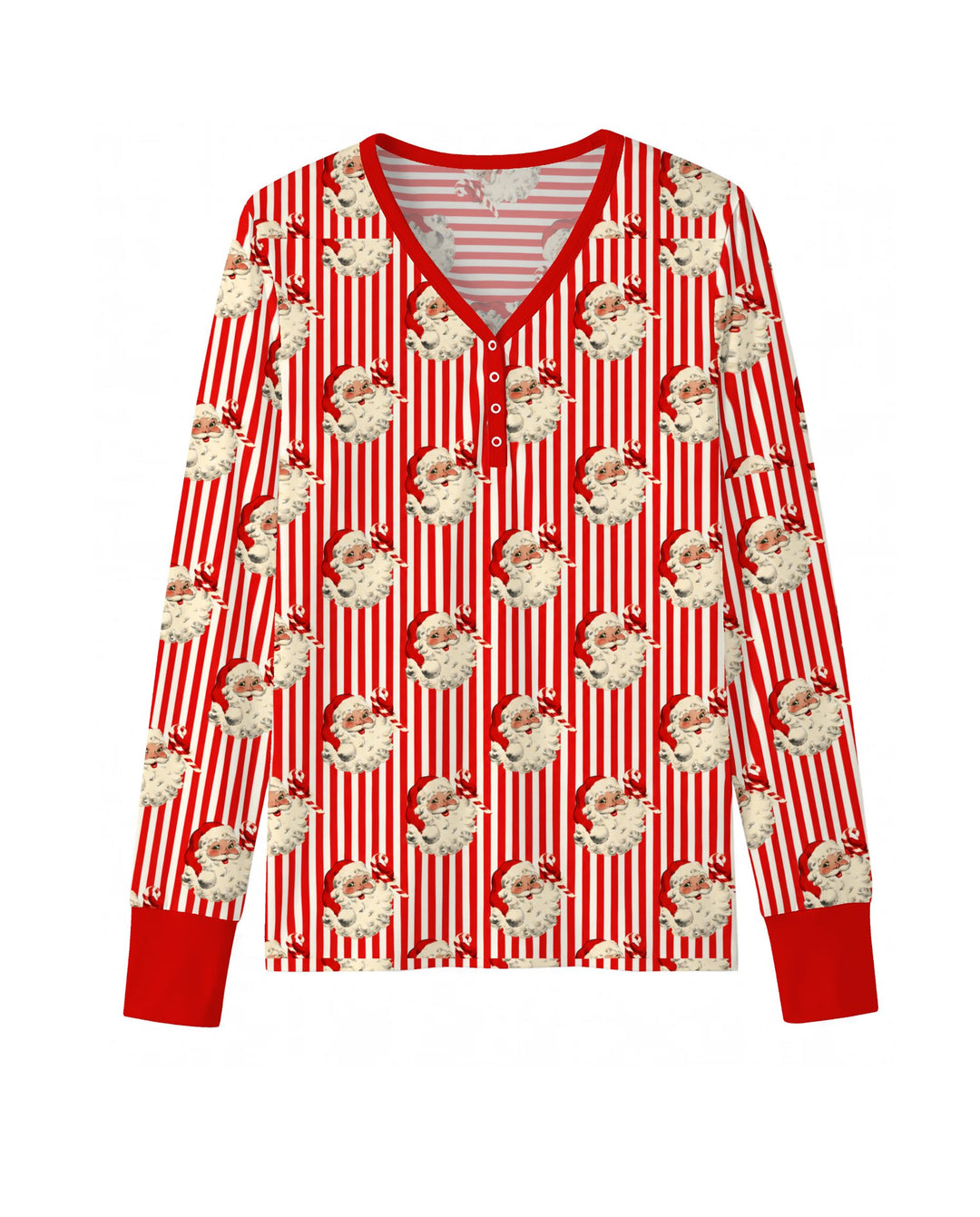 Vintage Santa Candy Cane Stripe Bamboo Women Pajama Set