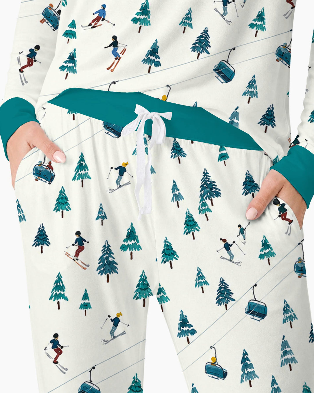 Winter Ski Resort Mountain Bamboo Women Pajama Set