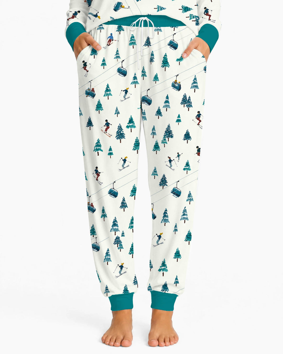Winter Ski Resort Mountain Bamboo Women Pajama Set