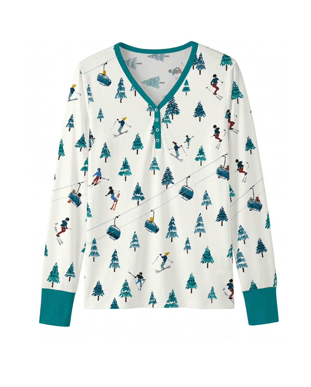Winter Ski Resort Mountain Bamboo Women Pajama Set