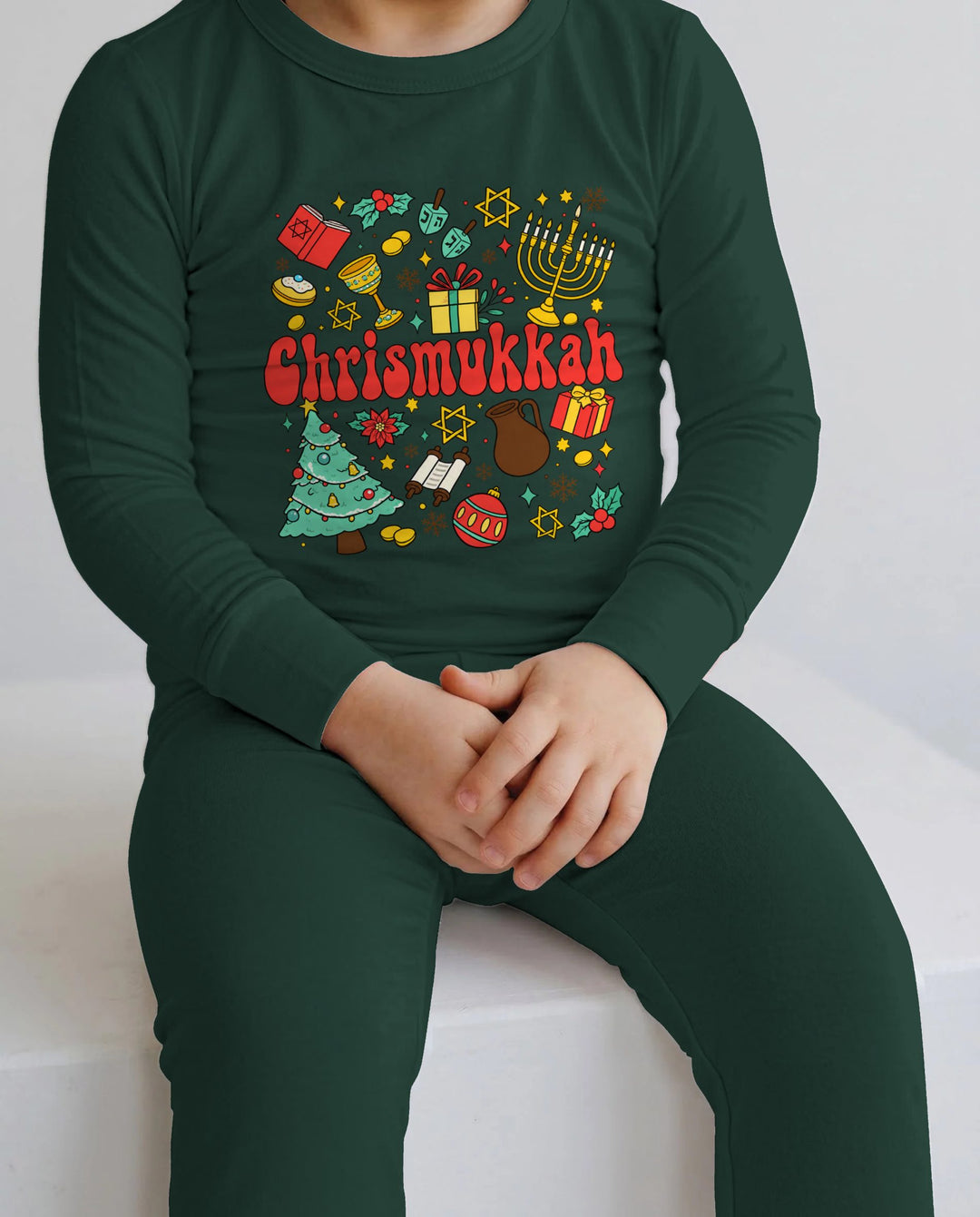 Chrismukkah Christmas Hanukkah Celebration Bamboo Two Piece Long Sleeve Pajama Set