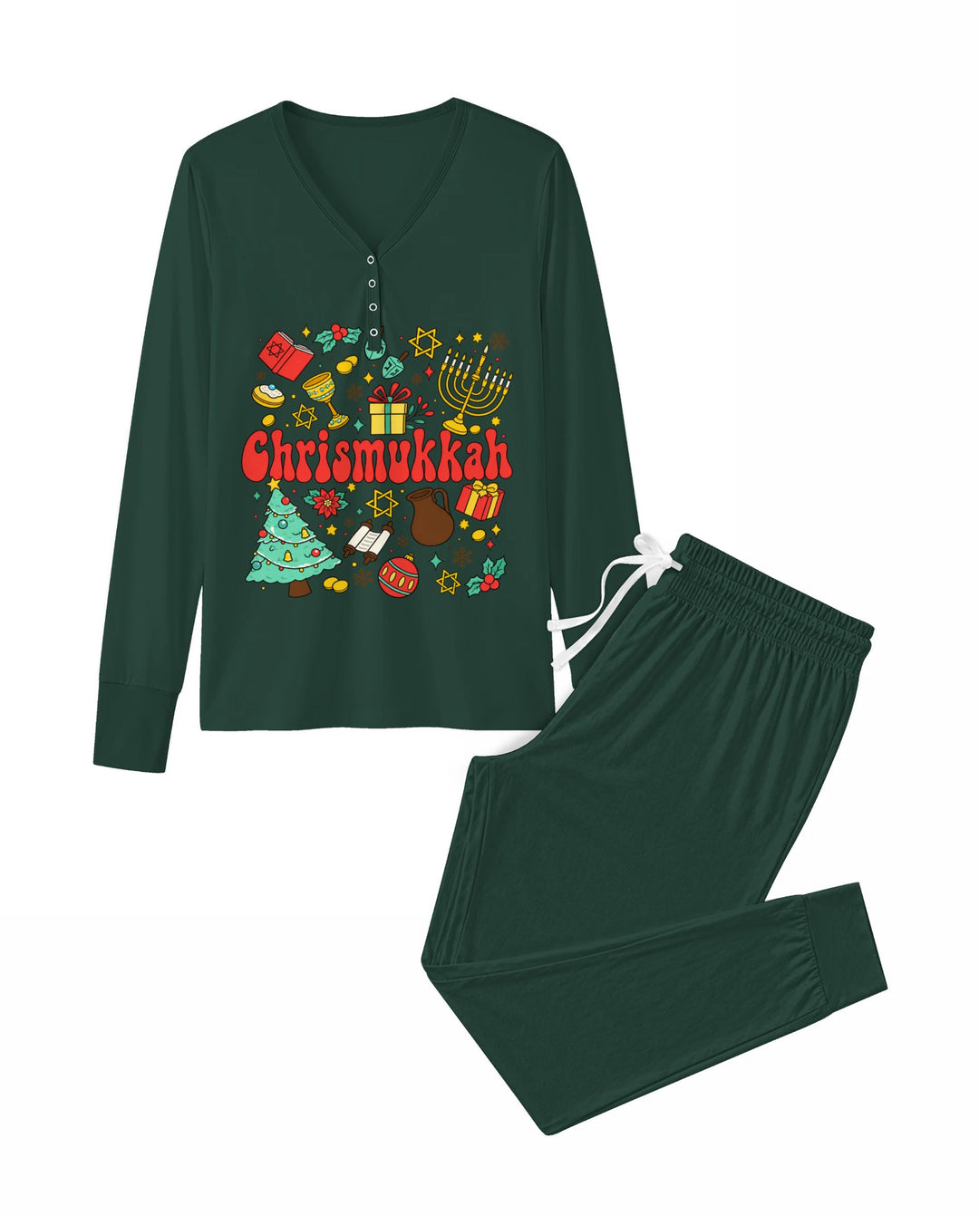 Chrismukkah Christmas Hanukkah Celebration Bamboo Women Pajama Set