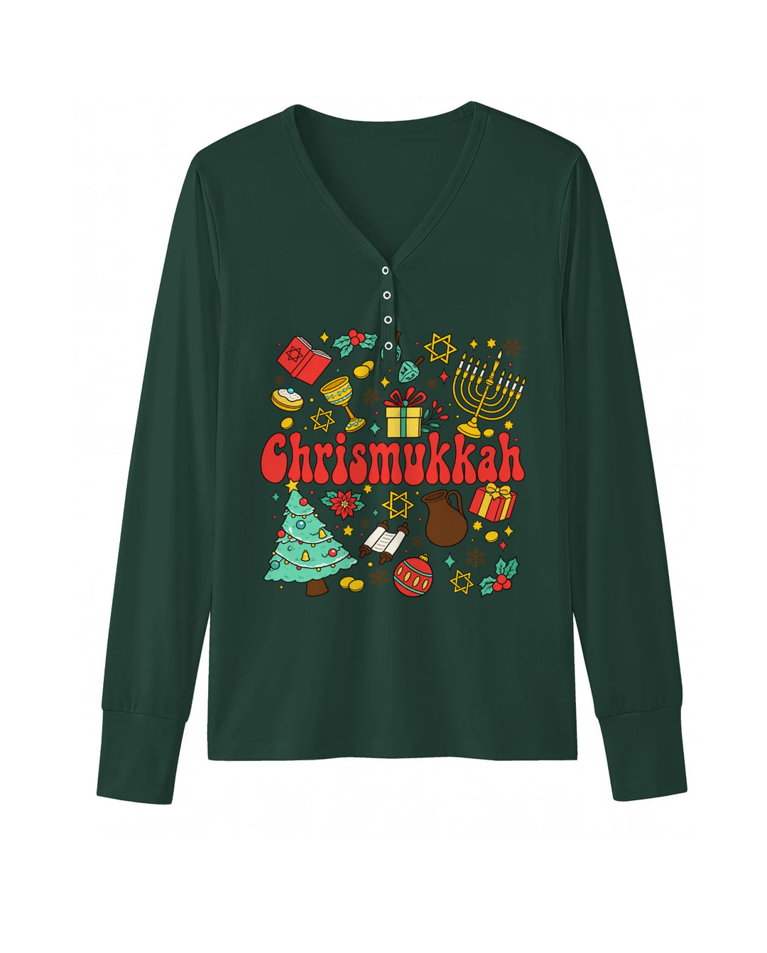 Chrismukkah Christmas Hanukkah Celebration Bamboo Women Pajama Set