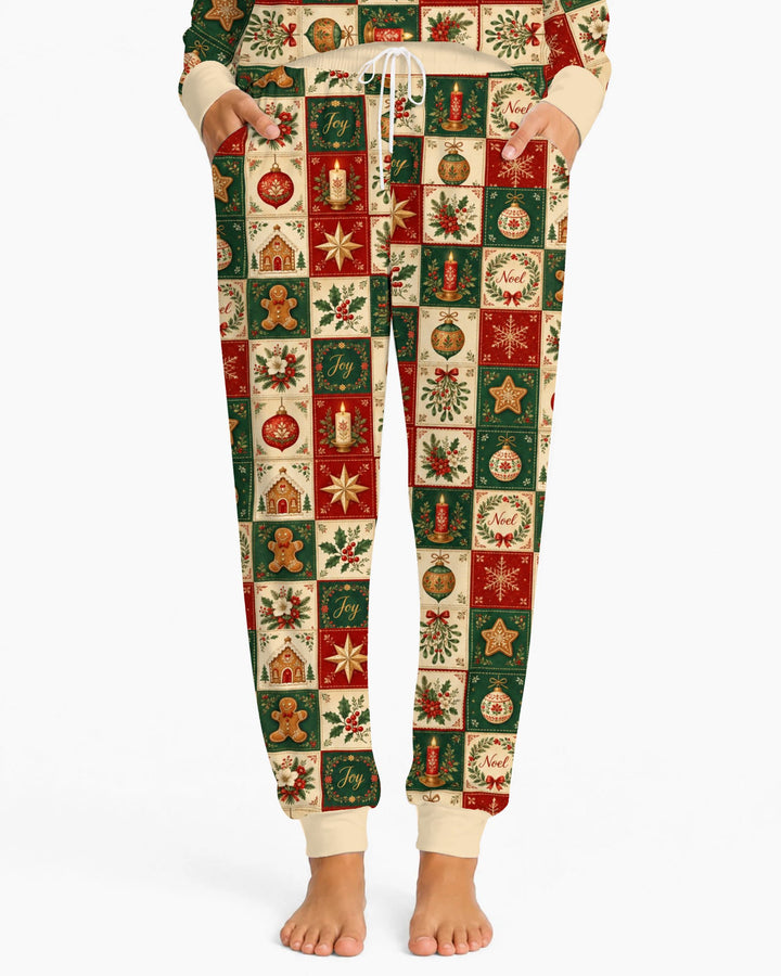 Vintage Christmas Holiday Patchwork Bamboo Women Pajama Set