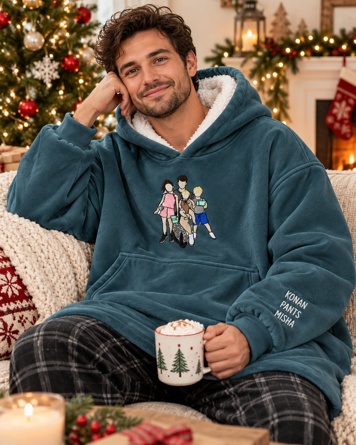 Personalized Memorial Photo Embroidered Bamboo Blanket Hoodie