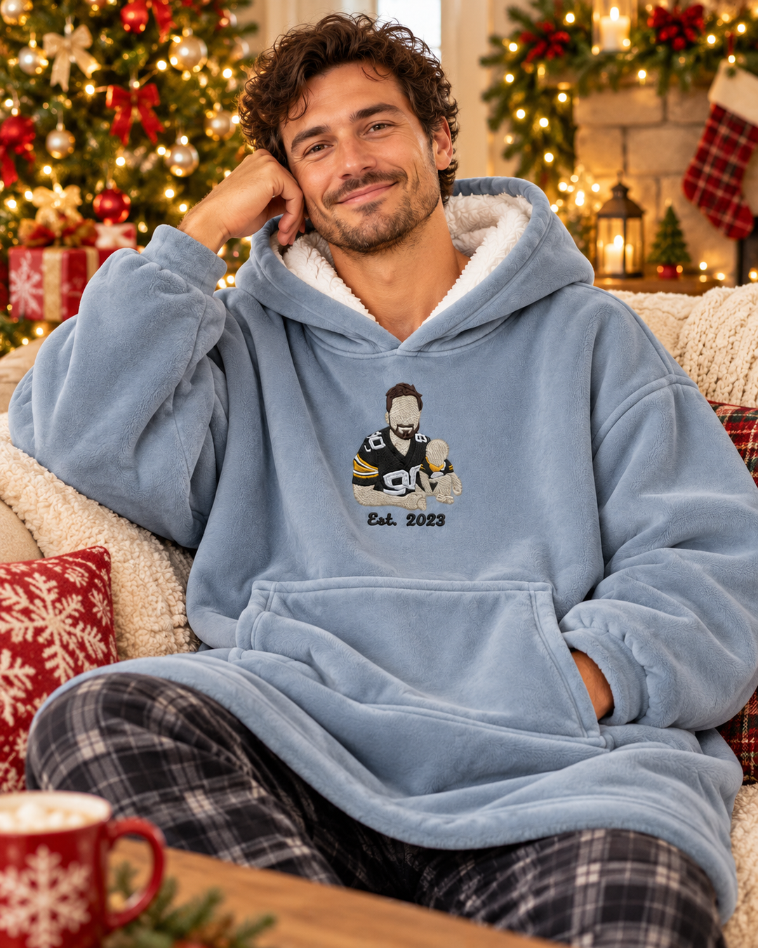 Personalized Memorial Photo Embroidered Bamboo Blanket Hoodie