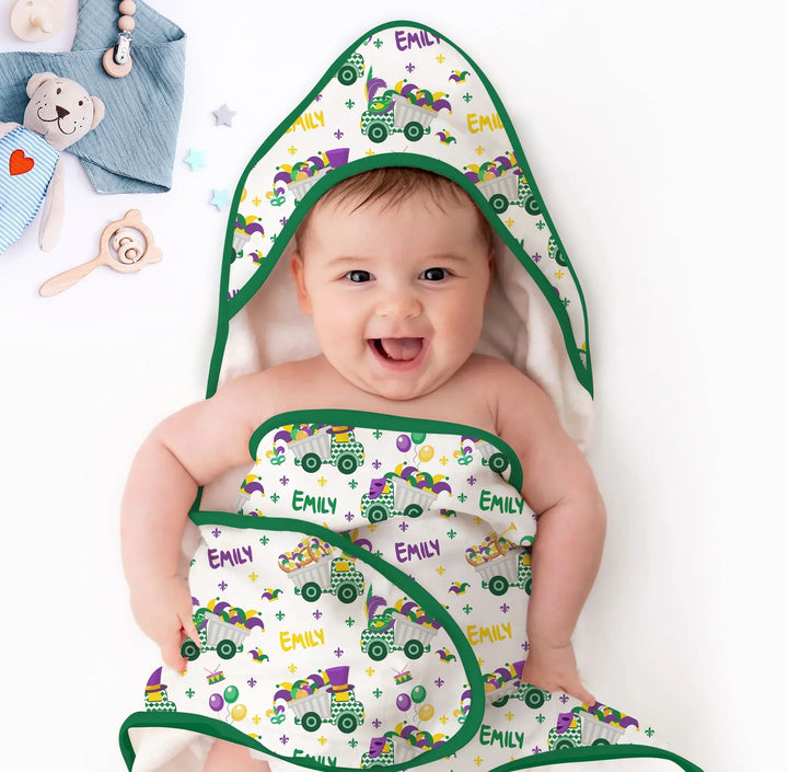 Mardi Gras Trucks Hooded Bamboo Towel Set