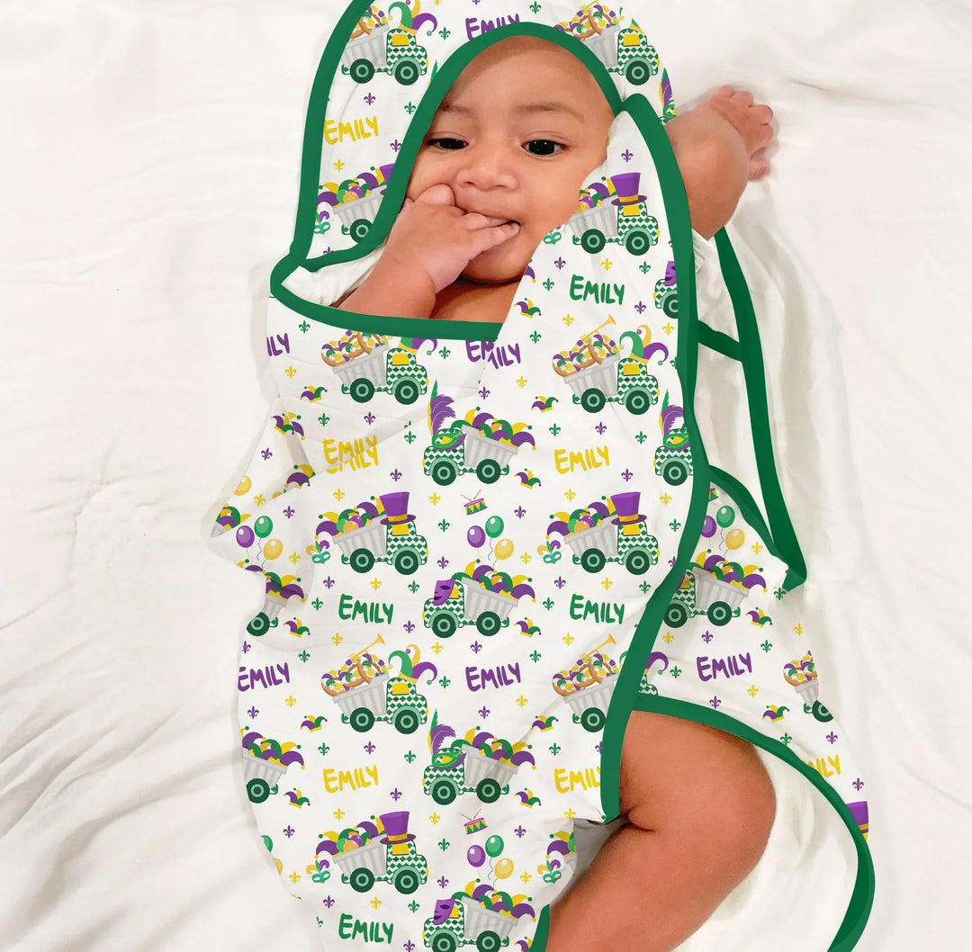 Mardi Gras Trucks Hooded Bamboo Towel Set