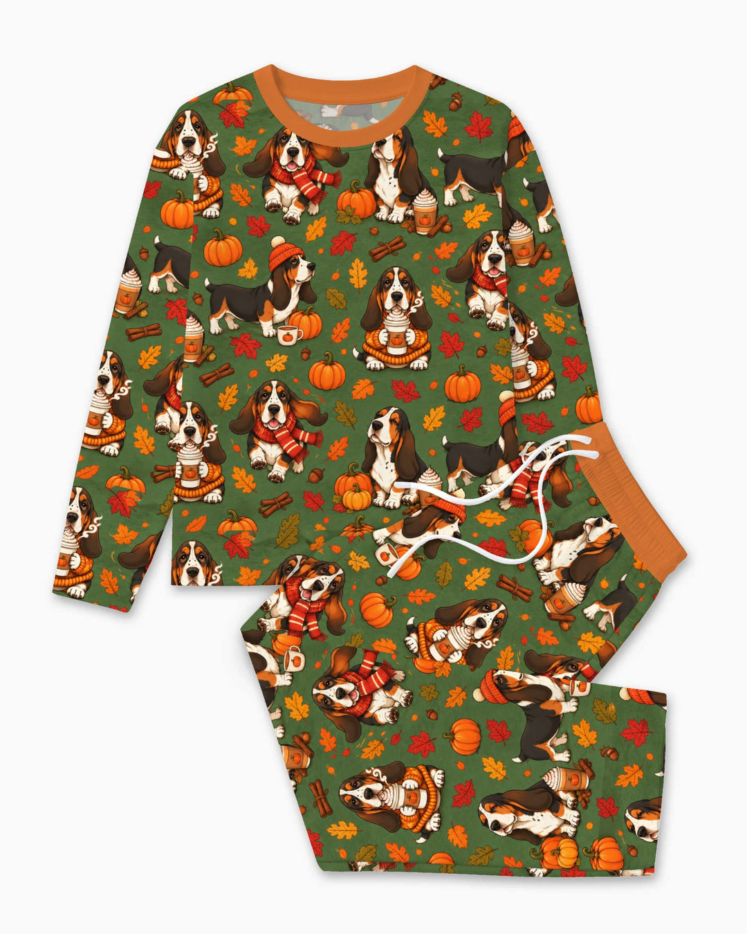 Basset Hound Pumpkin Spice Autumn Bamboo Men's Pajama Set