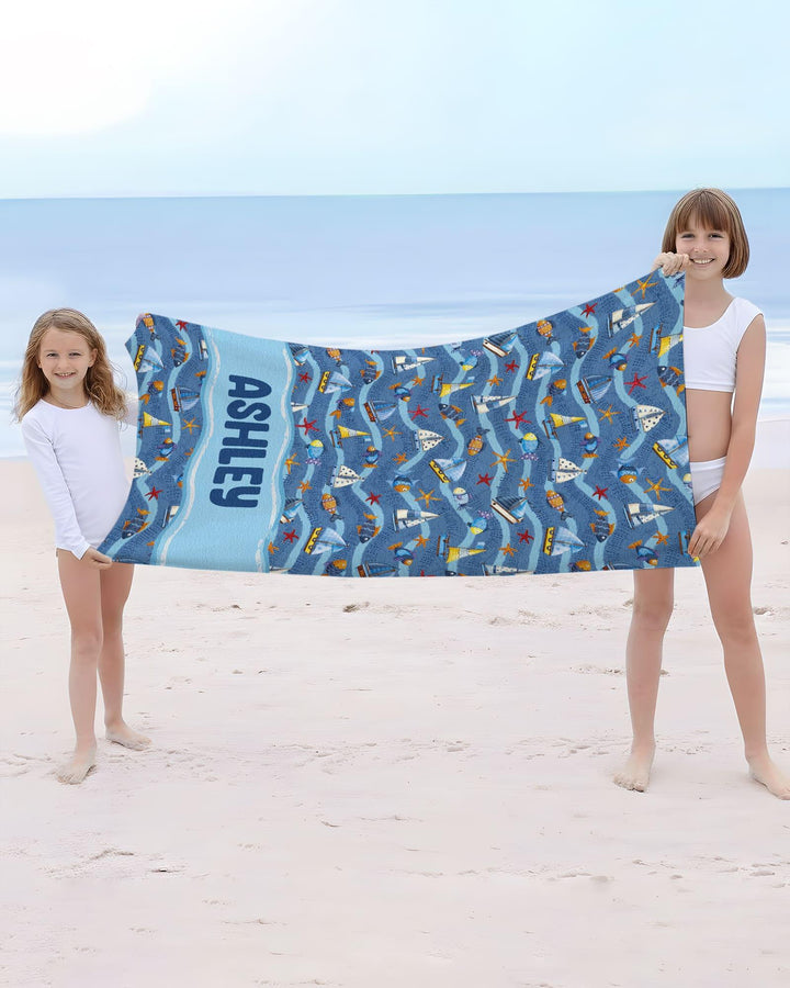 Blue Sail La Vie Familien-Strandtuch aus Bambus