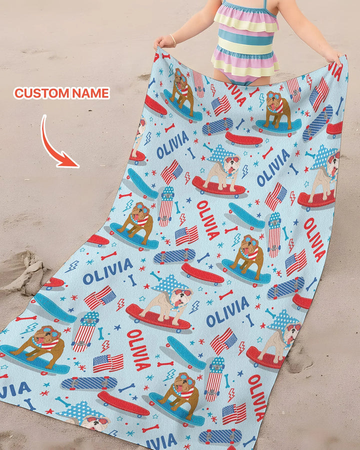 Joyful American Skates Custom Kid Bamboo Beach Towel