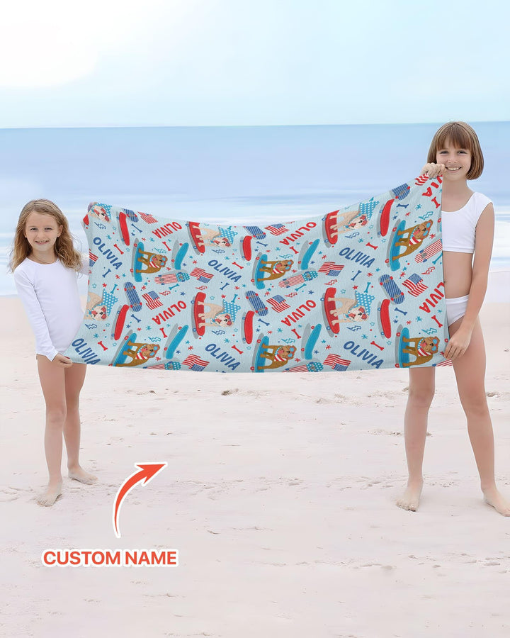 Joyful American Skates Custom Kid Bamboo Beach Towel