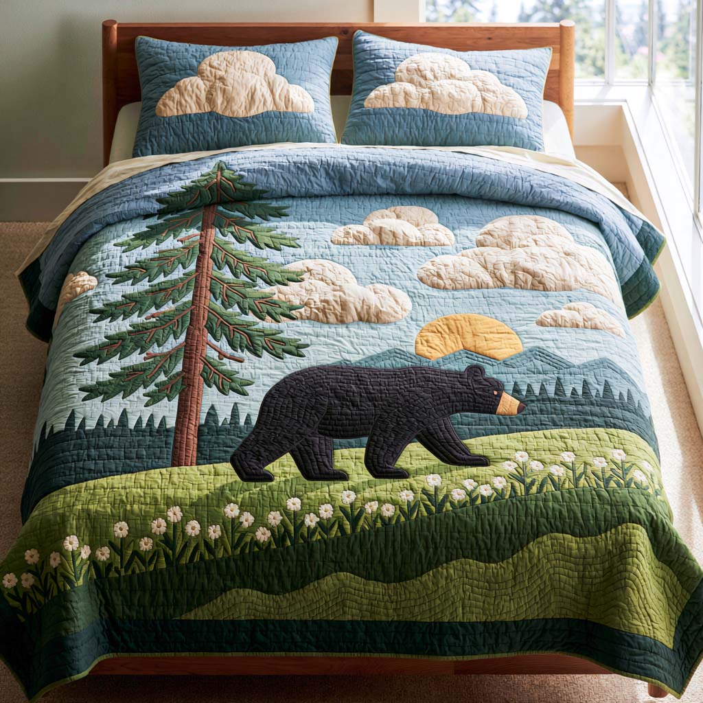 Bear Cozy Retreat Bamboo Quilt Bedding Set