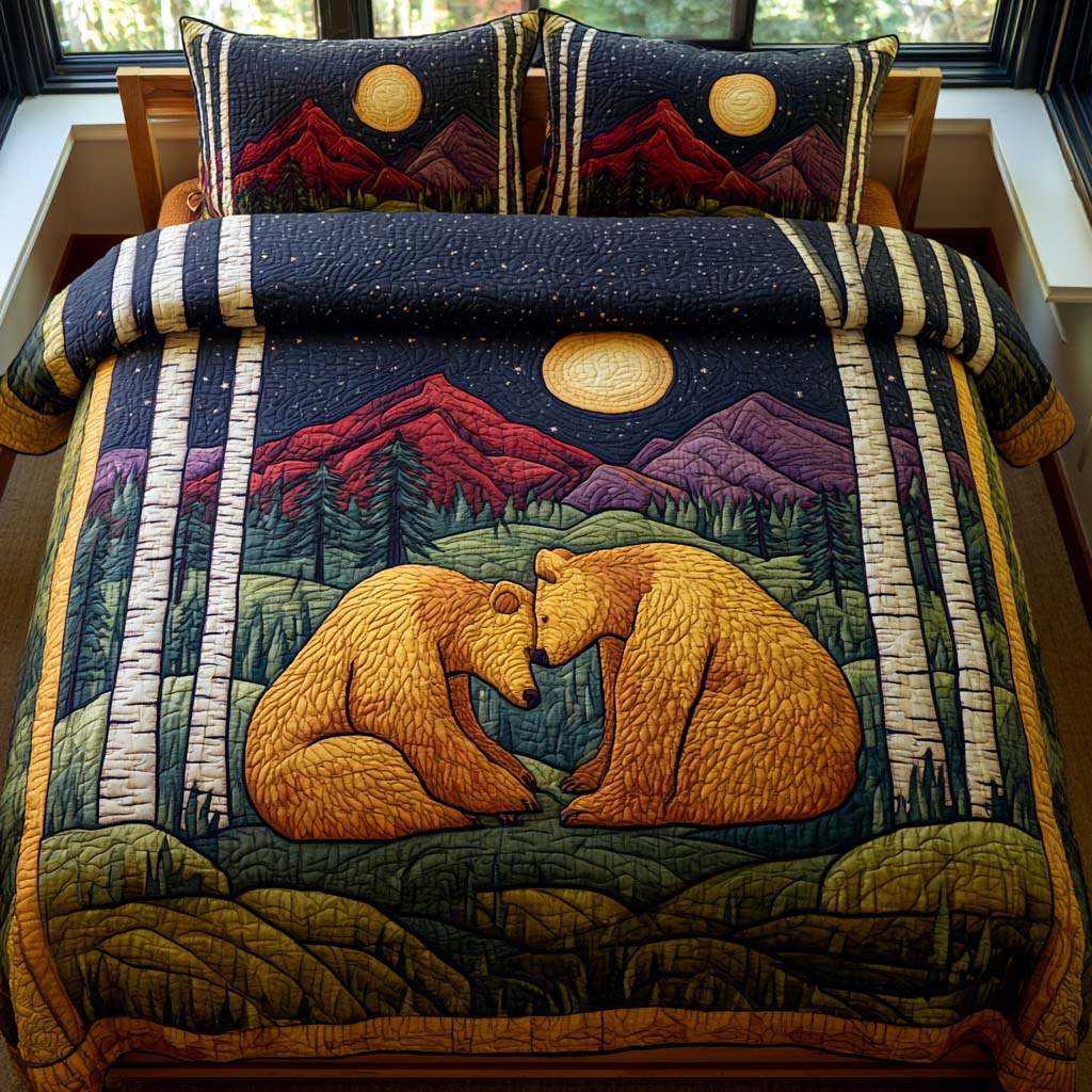 Bear Nature Escape Bamboo Quilt Bedding Set