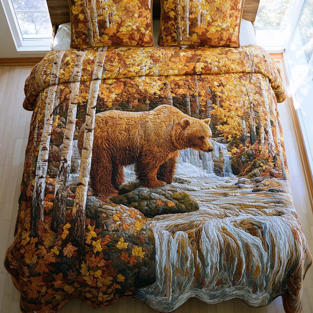 Bear Rustic Charm Bamboo Quilt Bedding Set