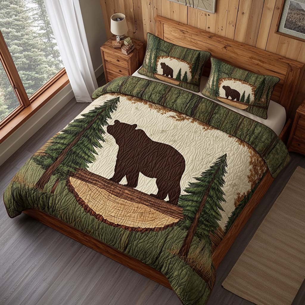 Bear Rustic Retreat Bamboo Quilt Bedding Set