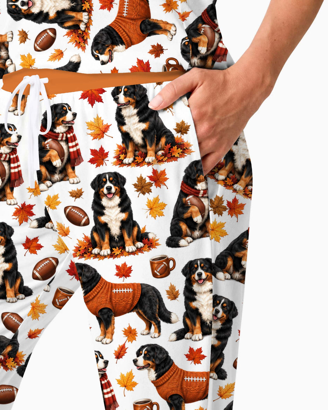 Bernese Mountain Dog Football Fall Bamboo Women Pajama Set