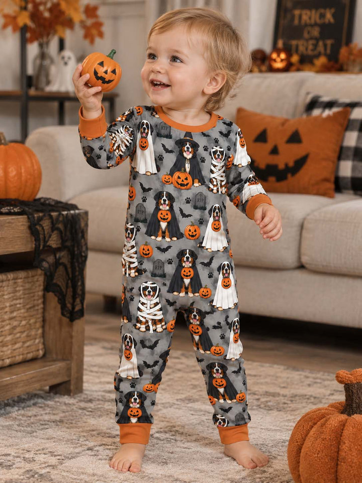 Bernese Mountain Dog Halloween Bamboo Two Piece Long Sleeve Pajama Set