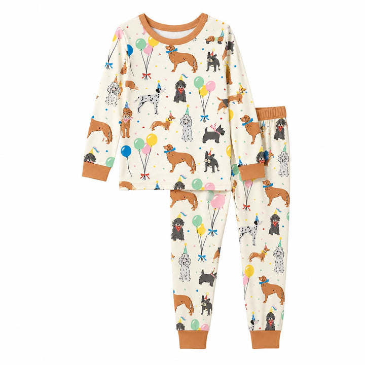 Birthday Puppy Party Bamboo Two Piece Long Sleeve Pajama Set