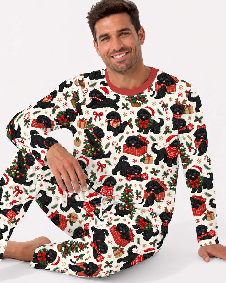 Black Dog Christmas Cheer Bamboo Men's Pajama Set
