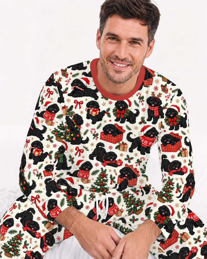 Black Dog Christmas Cheer Bamboo Men's Pajama Set