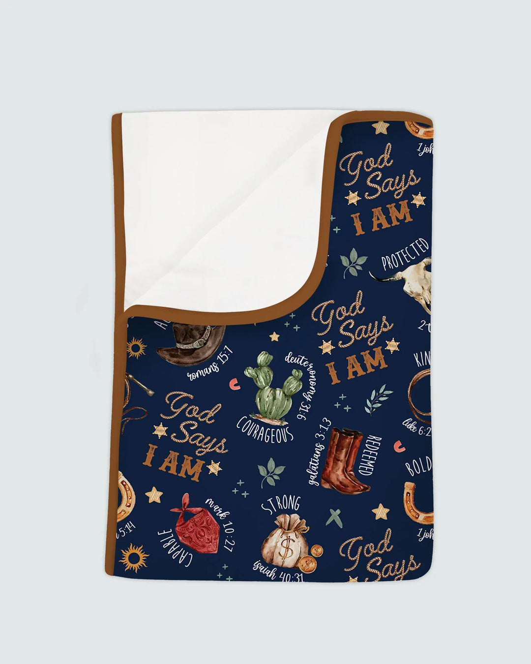 God Says I Am Western Faith Bamboo Blanket