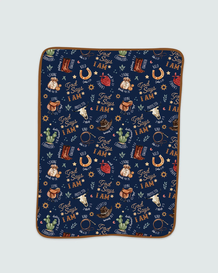 God Says I Am Western Faith Bamboo Blanket