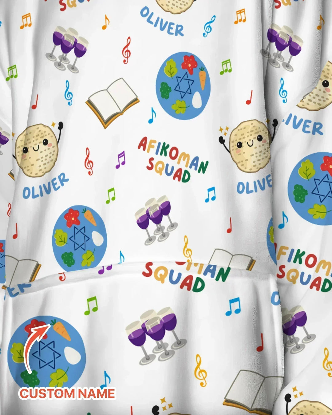 Custom Name Passover Afikoman Squad Bamboo Blanket Hoodie
