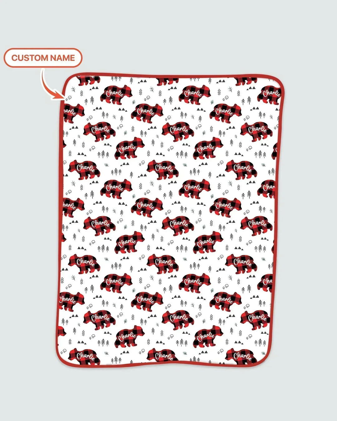 Custom Name Family Bear Matching Bamboo Blanket