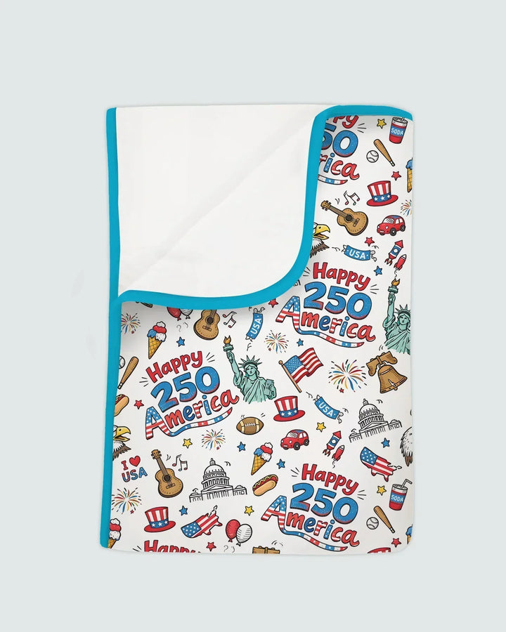 Happy 250 America I love USA Bamboo Blanket