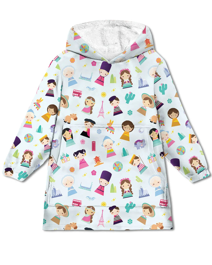Tiny Friends Around the World Tragbarer Bambus-Deckenhoodie