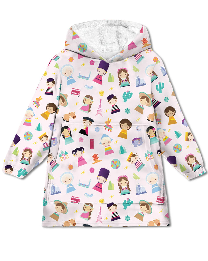 Tiny Friends Around the World Tragbarer Bambus-Deckenhoodie