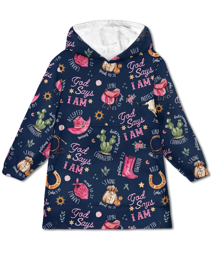 Gott Sagt Ich Bin Westliche Glaubens-tragbare Bambus-Deckenkapuzenjacke