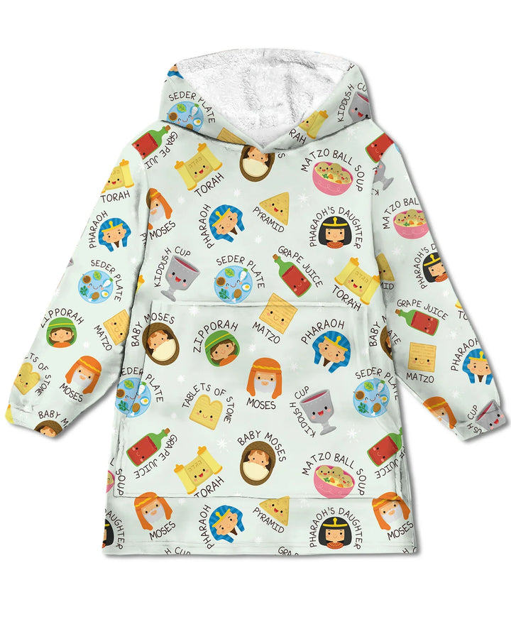 Cute Passover Characters Wearable Bamboo Blanket Hoodie
