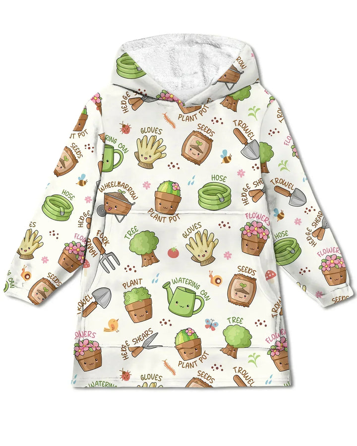 Kawaii Garden Crew Tragbarer Bambus-Deckenhoodie