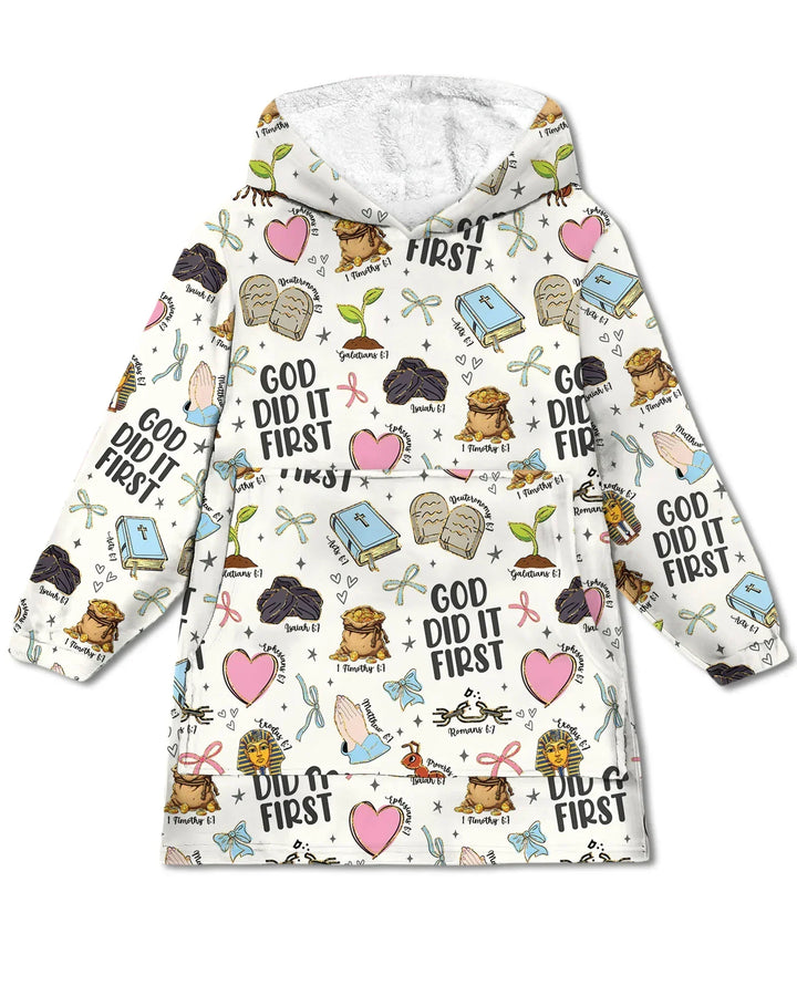God Did It First Tragbarer Bambus-Deckenhoodie
