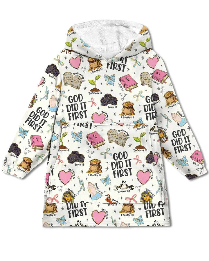 God Did It First Tragbarer Bambus-Deckenhoodie