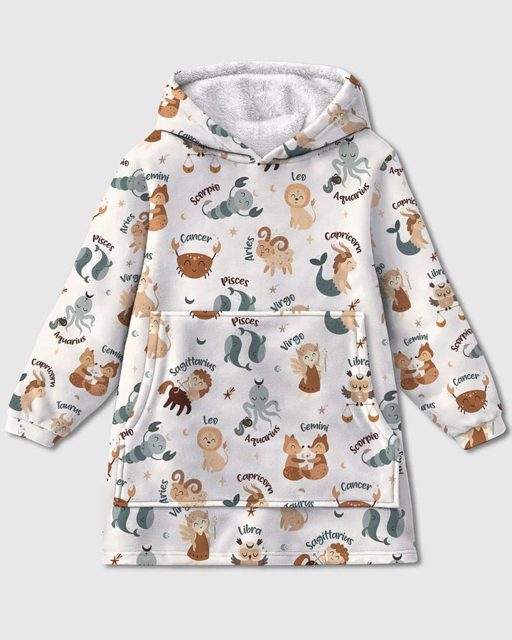 Süße Kinder Horoskop tragbare Bambus-Decken-Hoodie