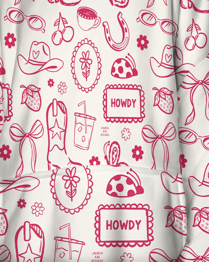 Doodle Wildwest Cowgirl Tragbarer Bambus-Deckenhoodie
