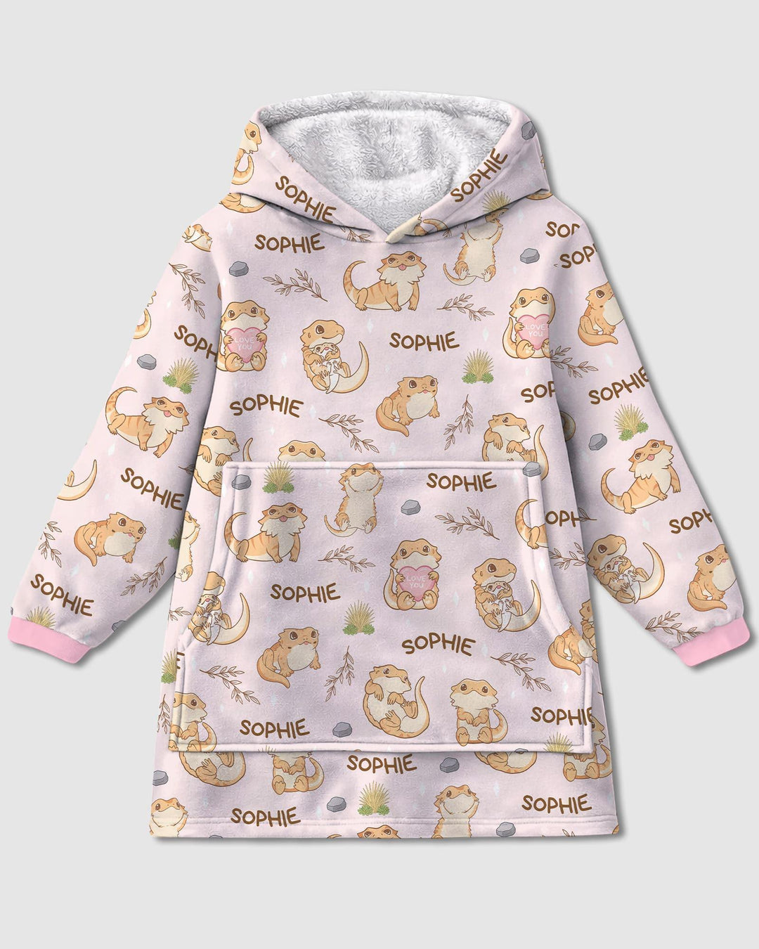 Benutzerdefinierter Name Clueless Beardie Tragbarer Bambus-Decken-Hoodie