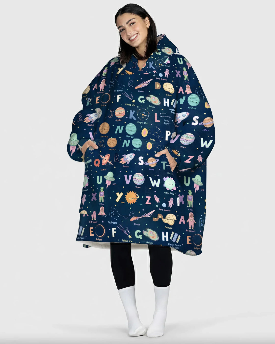 Space Alphabet Bamboo Blanket Hoodie
